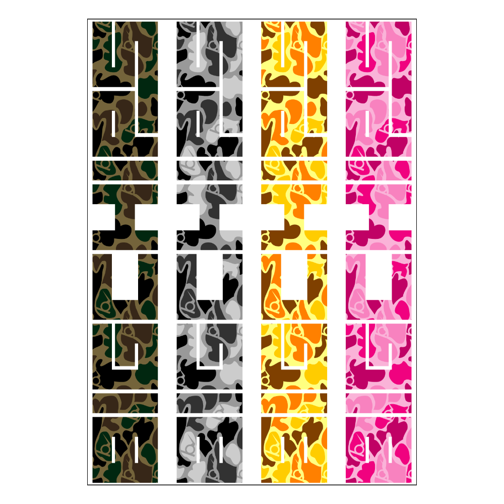 BIGCHIPS027 SquareLogo001 b✓迷彩 カモフラ4種set アイロンステッカー A4内