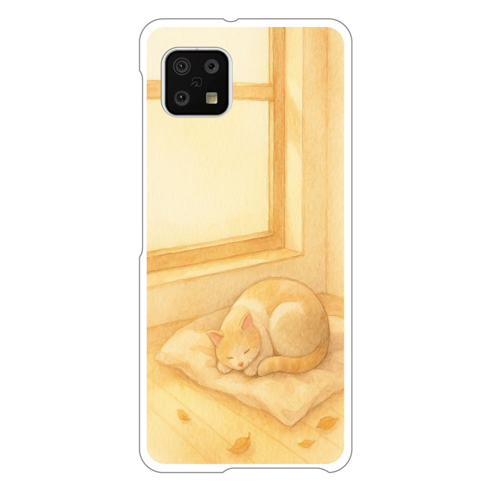 【AUTUMN NAP】秋の陽だまりで眠る猫の癒しアート AQUOS sense6ハードケース