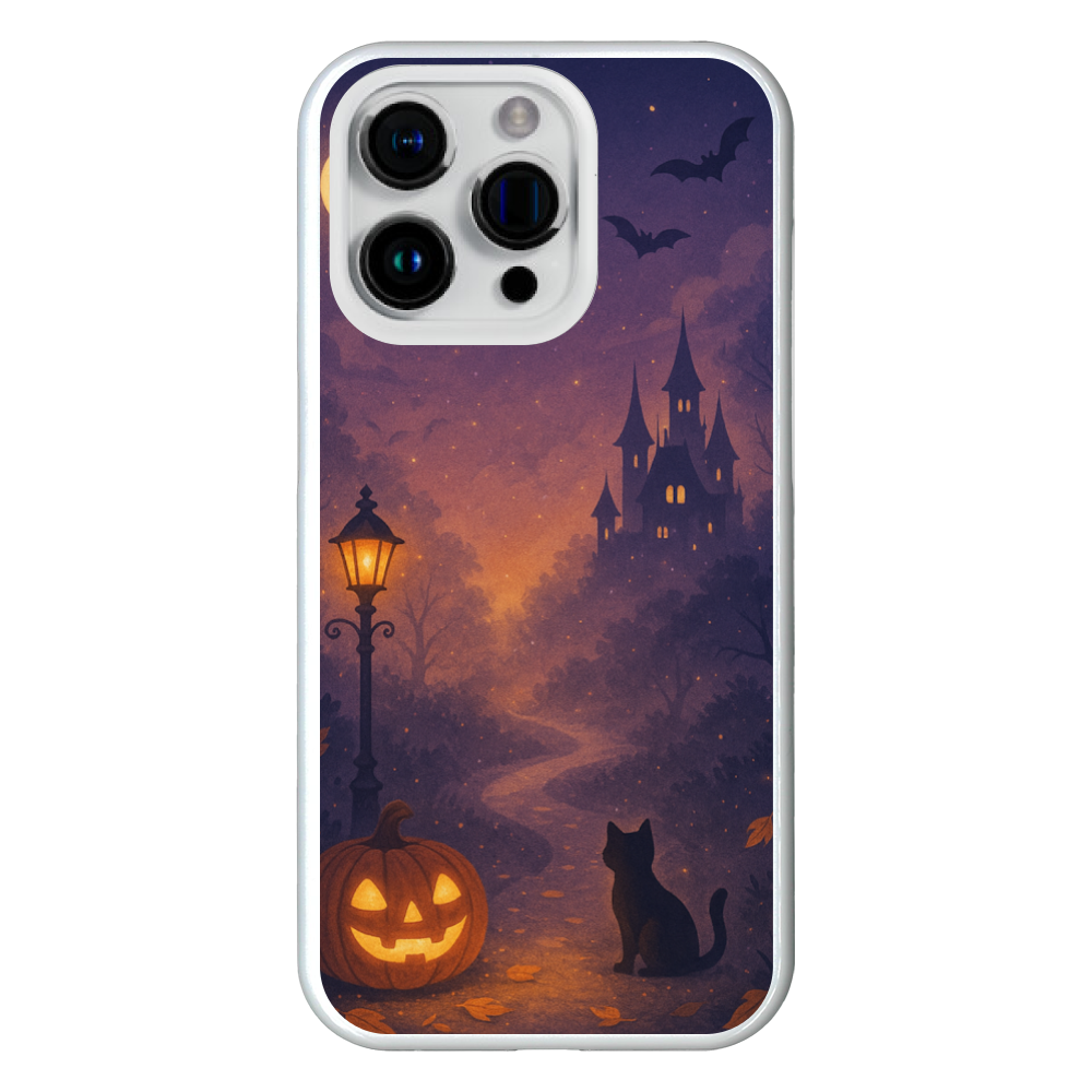 【HALLOWEEN NIGHT CAT】月灯りの魔法に包まれた黒猫のiPhone15 Proハードケース（AIアートデザイン）