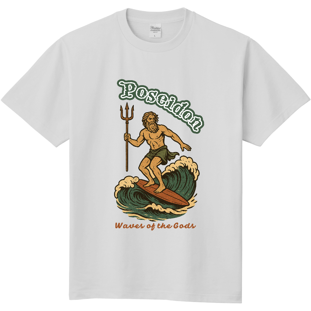 Tシャツ(神話のポセイドン)サーフィン