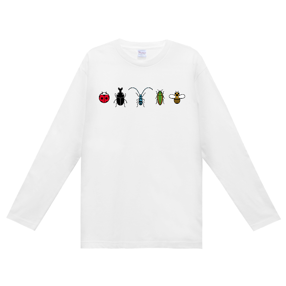 【昆虫】定番長袖Tシャツ(大デザイン)|110cm〜3XL|テントウムシ・カブトムシ・ルリボシカミキリ・タマムシ・ミツバチ