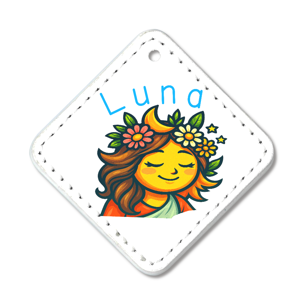 PU製 合皮レザー プレートチャーム ひし形 ミラー付き「SUNBRO」ルナ(Luna)
