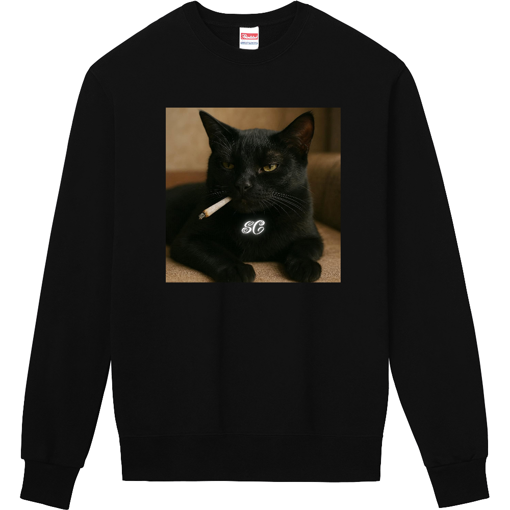Smoking Culture 黒猫 ロゴ 家紋 トレーナー ブラック