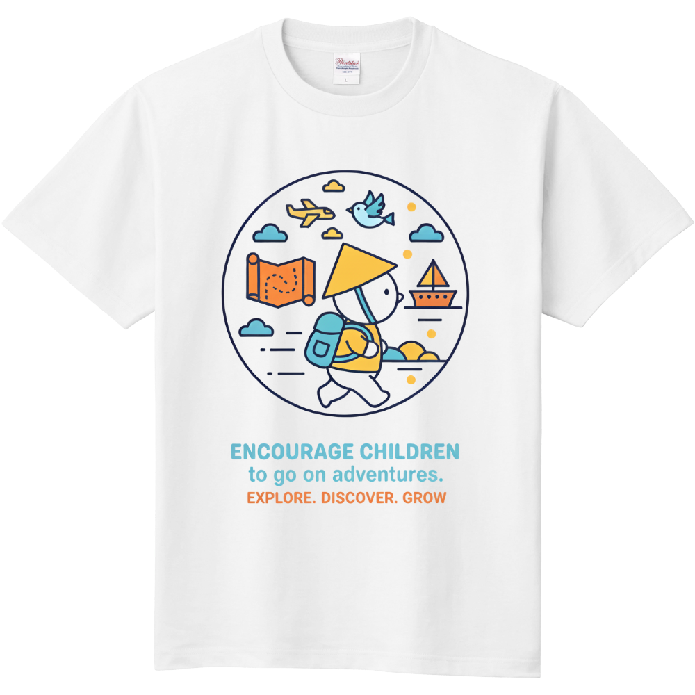 [キッズTシャツ] Encourage children to go on adventures.