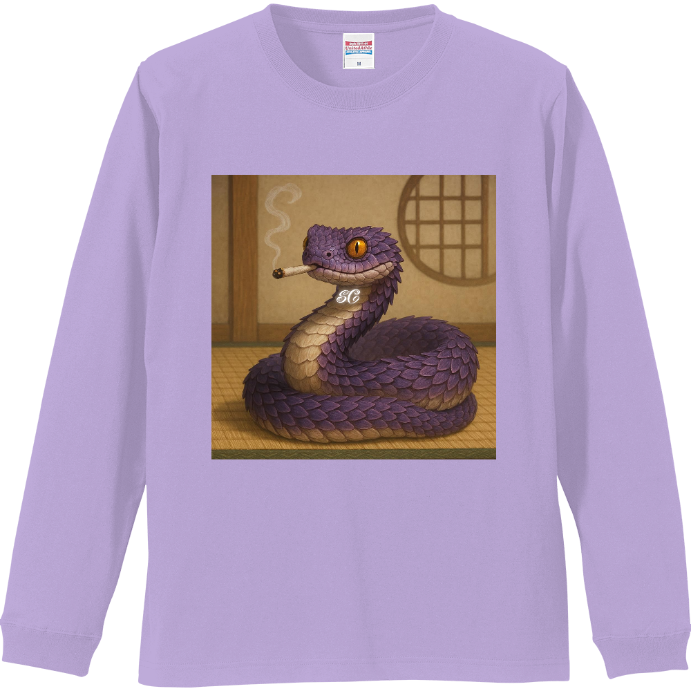 Smoking Culture ブッシュバイパー ロゴ 家紋 ロンT ライトパープル