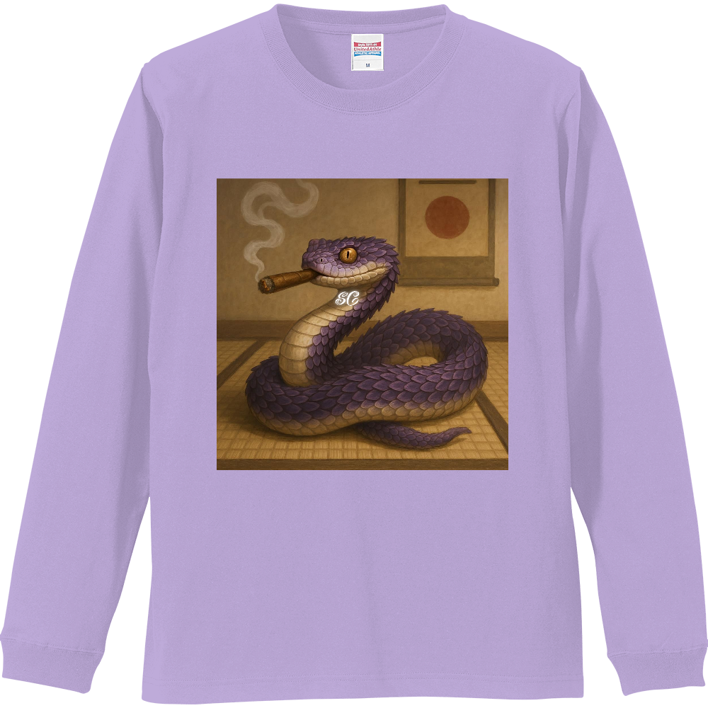 Smoking Culture ブッシュバイパー ロゴ 家紋 ロンT ライトパープル