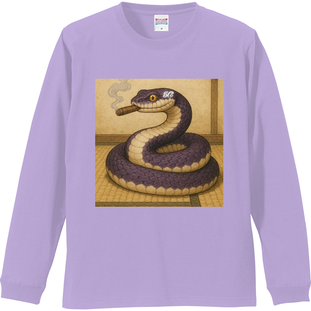 Smoking Culture ハブ ロゴ 家紋 ロンT ライトパープル