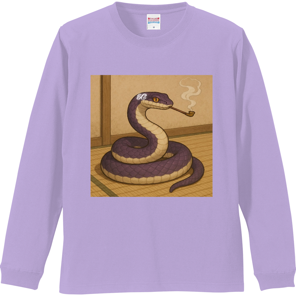 Smoking Culture ハブ ロゴ 家紋 ロンT ライトパープル