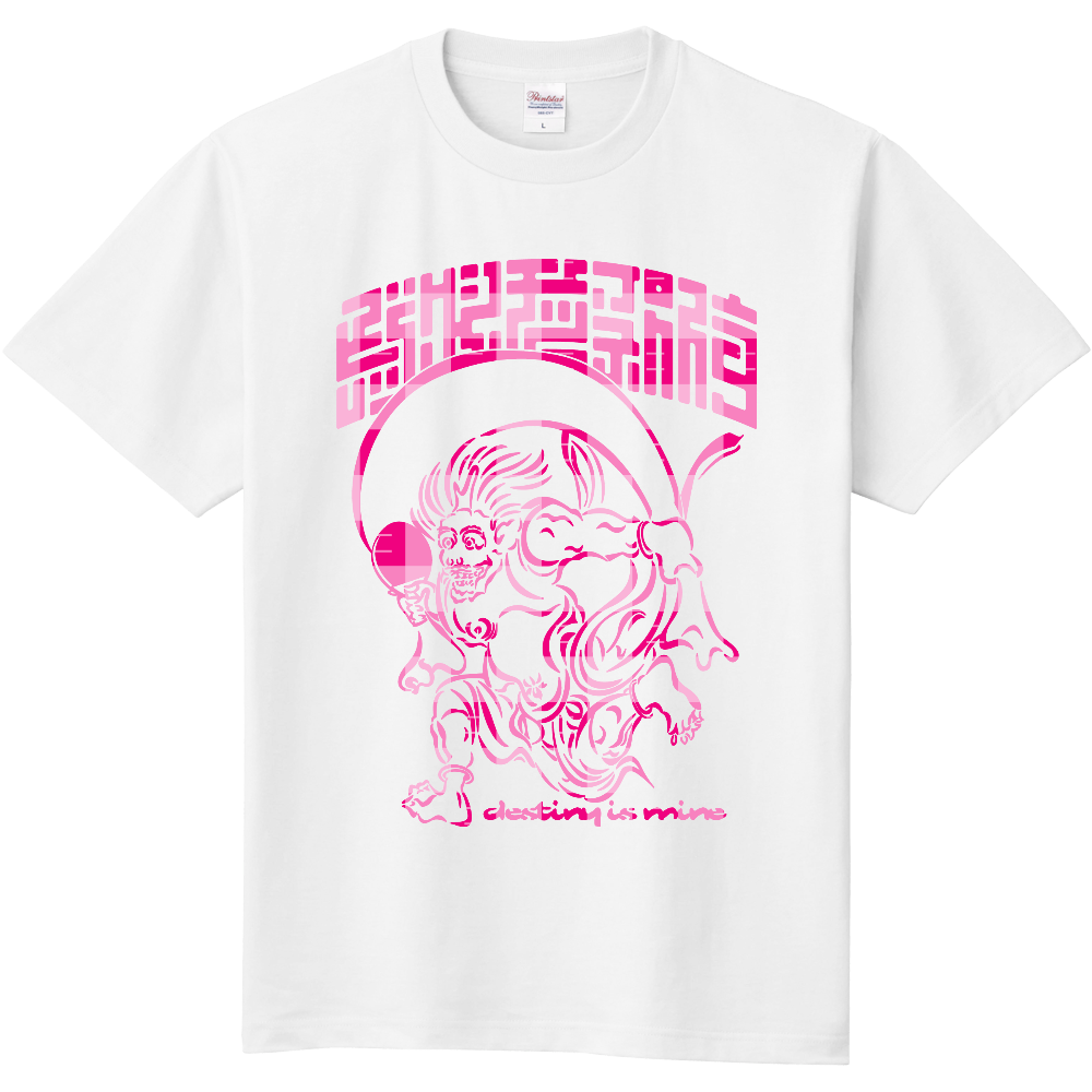 BIGCHIPS002 風神 Bギンガム 桃チェック Tシャツ色変更OK