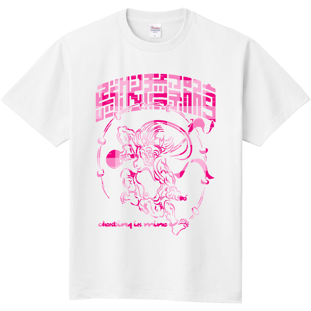 BIGCHIPS003 雷神 Bギンガム 桃チェック Tシャツ色変更OK