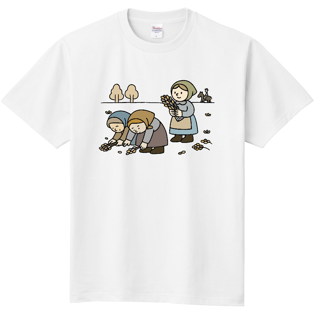 落穂を拾う女性のTシャツ