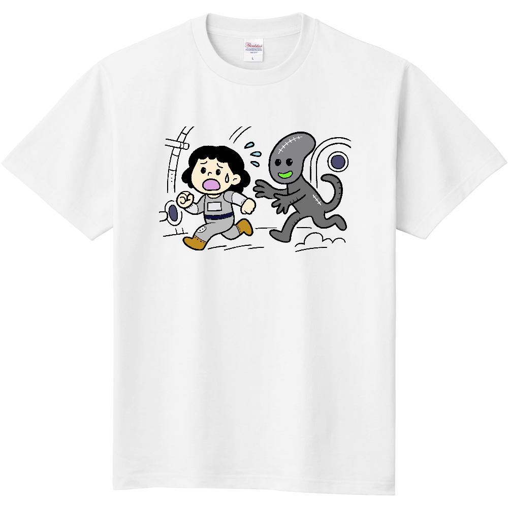 宇宙人と女性のＴシャツ