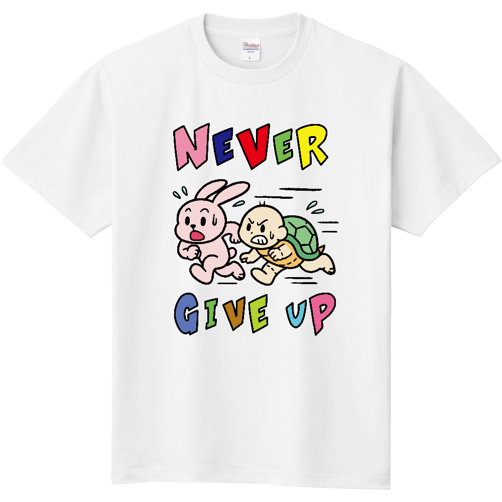 ウサギとカメが走っているＴシャツ