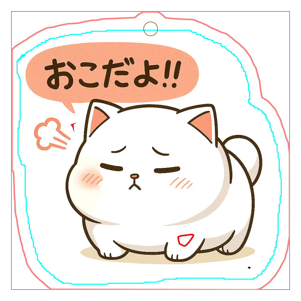 フリーカットアクリルキーホルダーぷっくり猫「ぷーみぃ」おこだよ!!