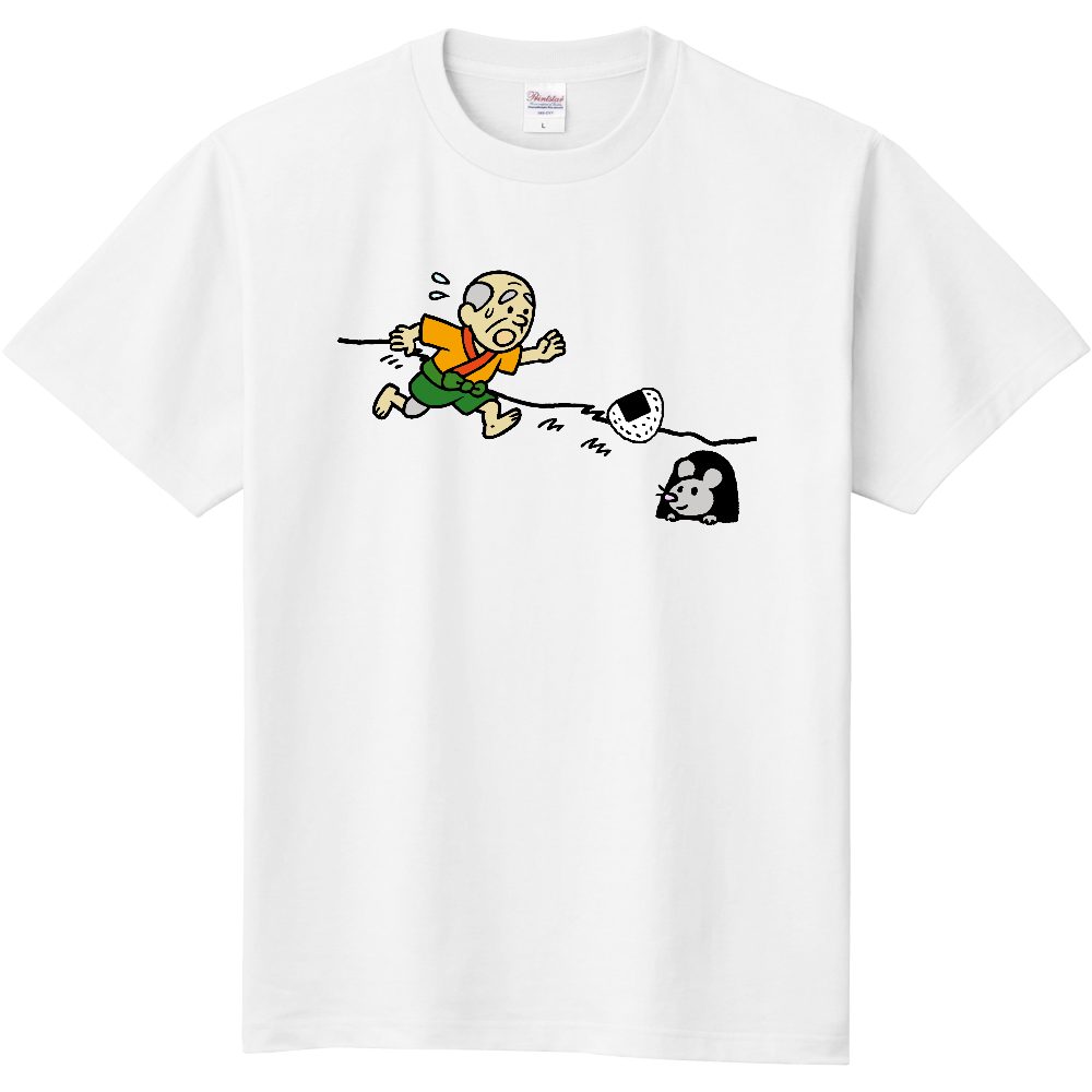 おむすびを追いかけるお爺さんのＴシャツ