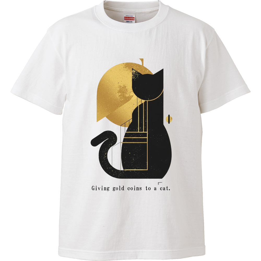 [Tシャツ] Giving gold coins to a cat.