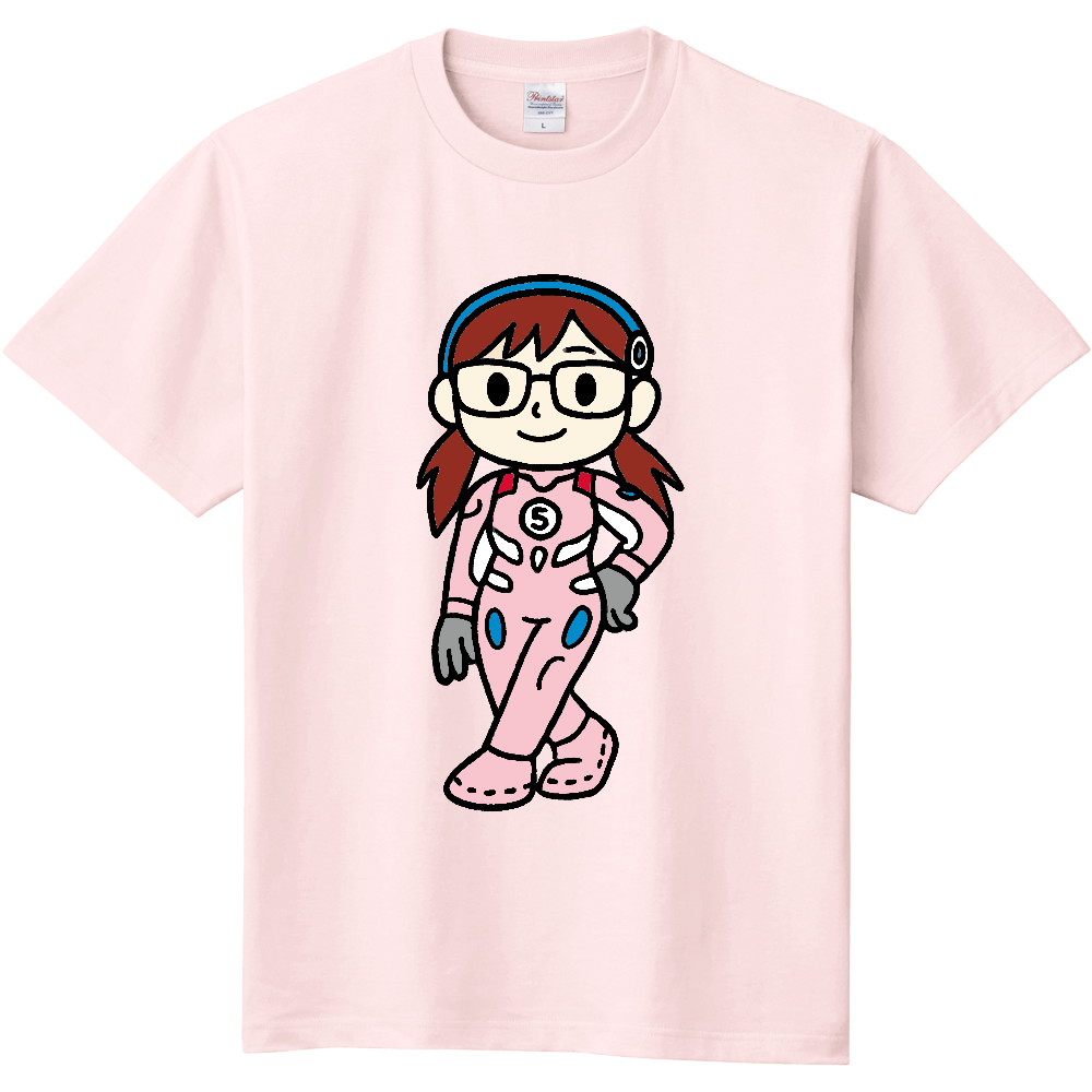 お下げ髪の女の子のＴシャツ