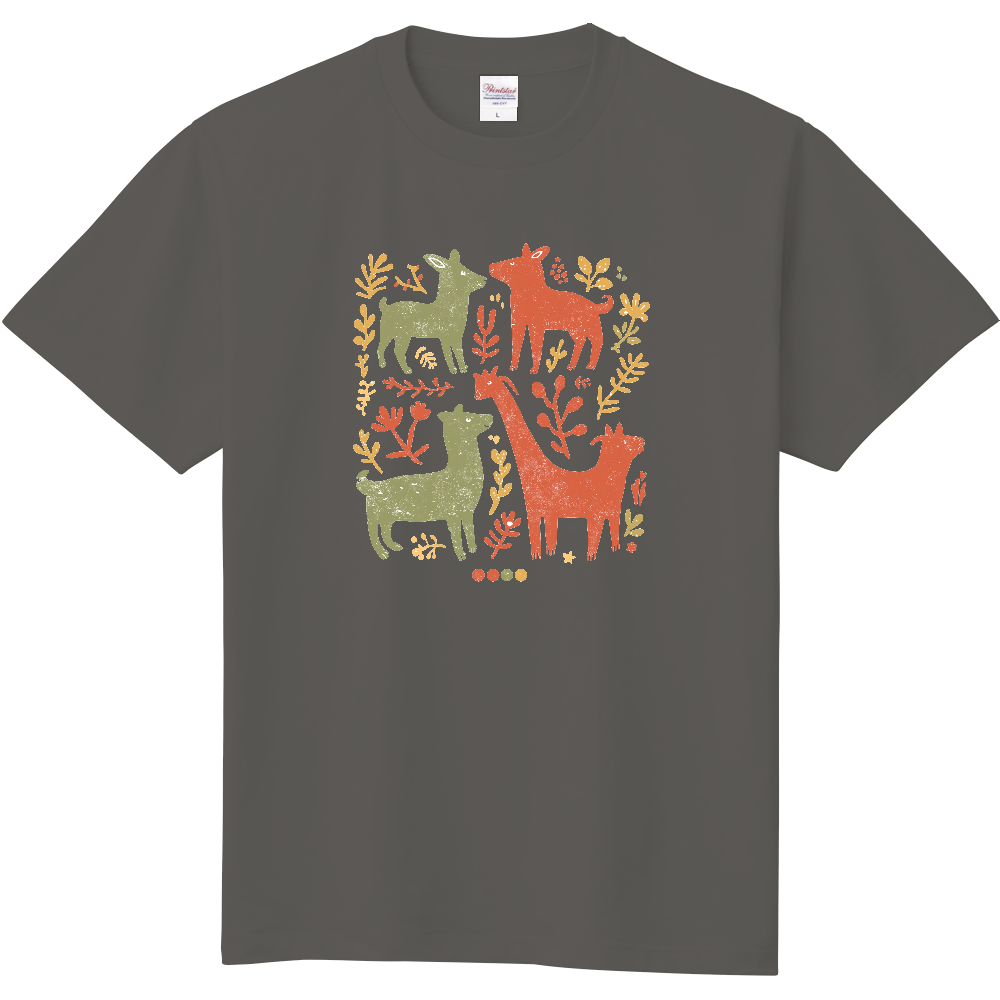 動物たちの版画のＴシャツ