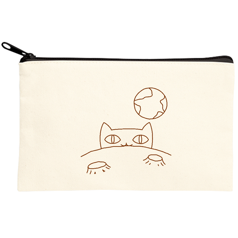 うちゅうとねこ　/キャンバスフラットポーチ(S)
