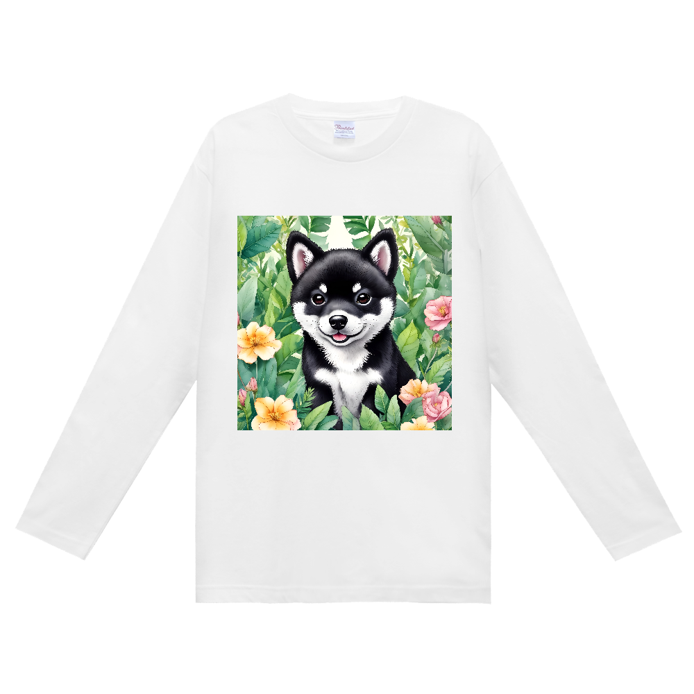 春のチビ黒柴ちゃん　長袖Ｔシャツ
