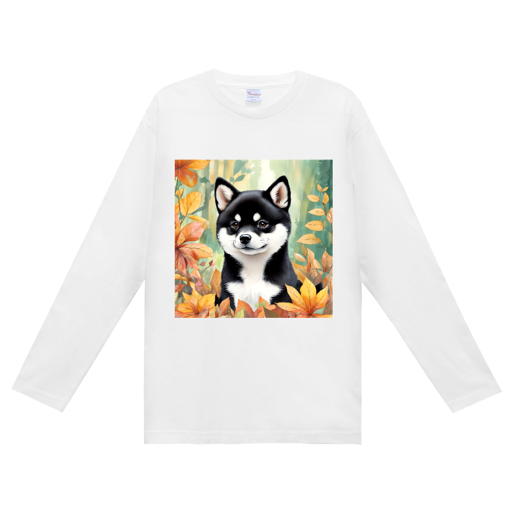 秋のチビ黒柴ちゃん　長袖Ｔシャツ