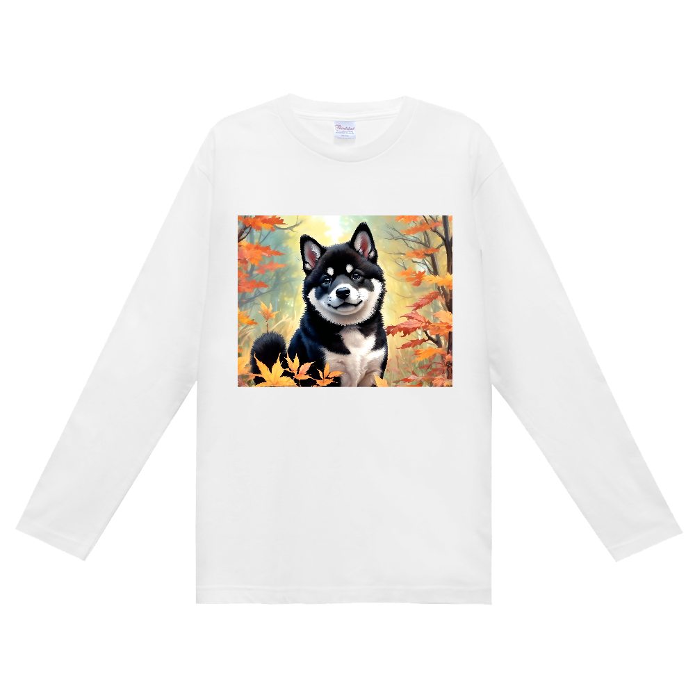 秋の黒柴ちゃん　長袖Ｔシャツ
