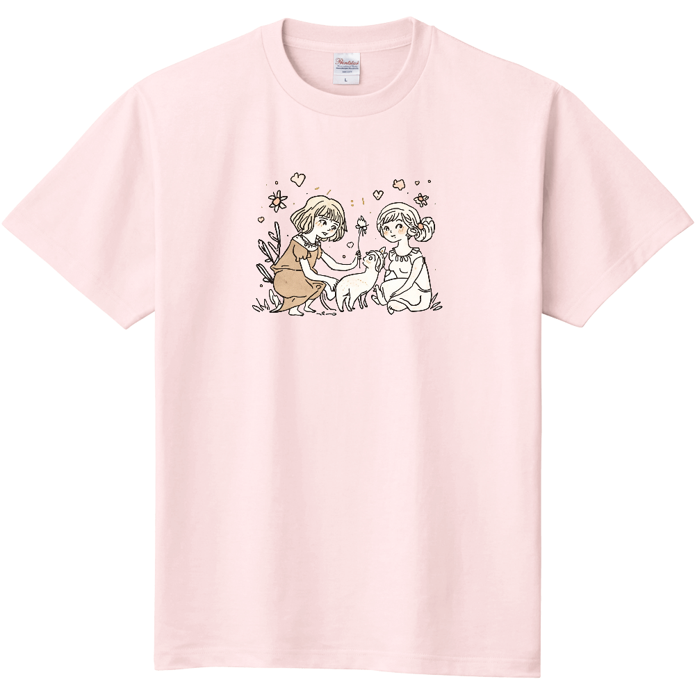2人の少女とネコのＴシャツ