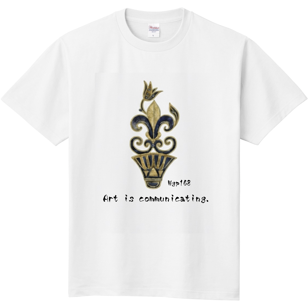 [Art is communicating.】架空 の黒き花と花瓶デザイン Tシャツ #72