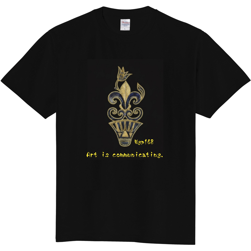  [Art is communicating.】架空 の黒き花と花瓶デザイン Tシャツ　#71