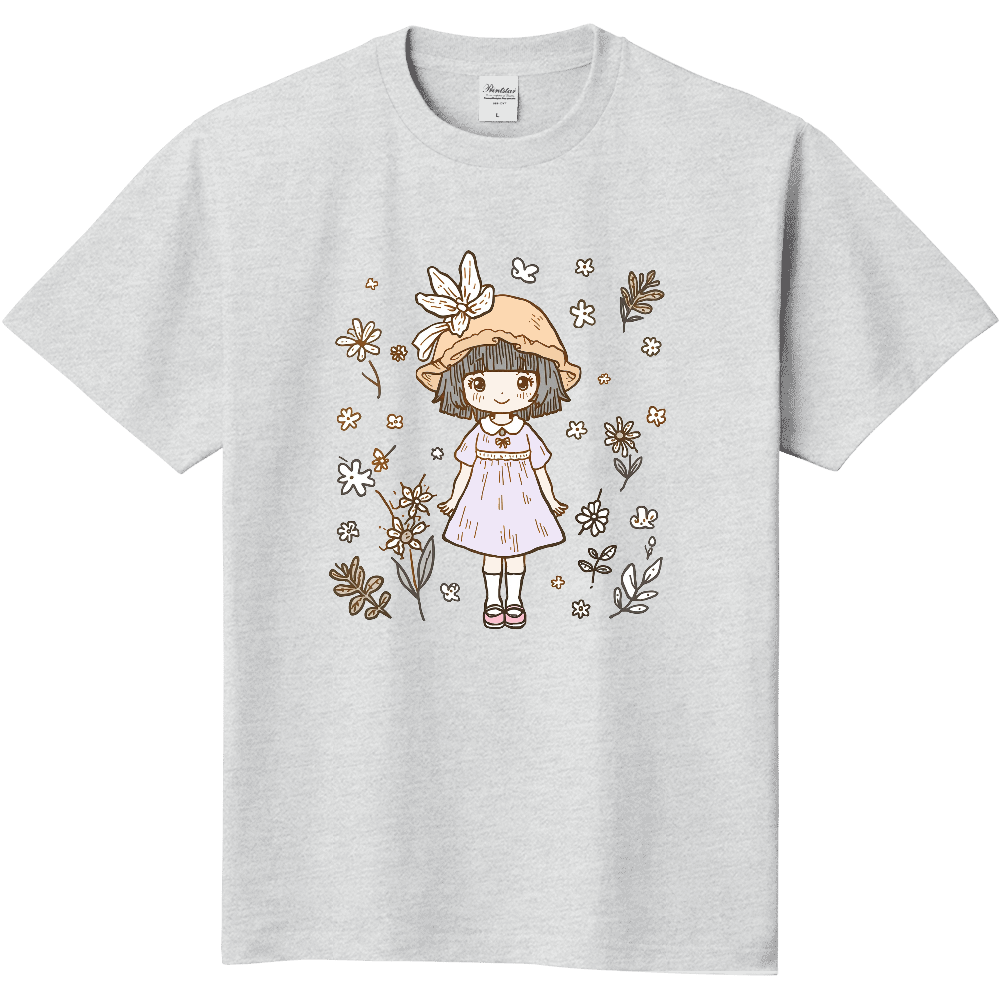 花と女の子のＴシャツ