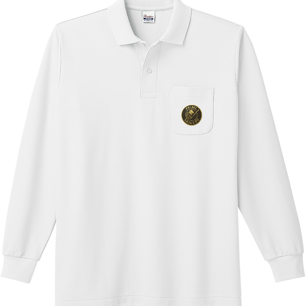 ロゴ入り長袖ポロシャツポケット付き