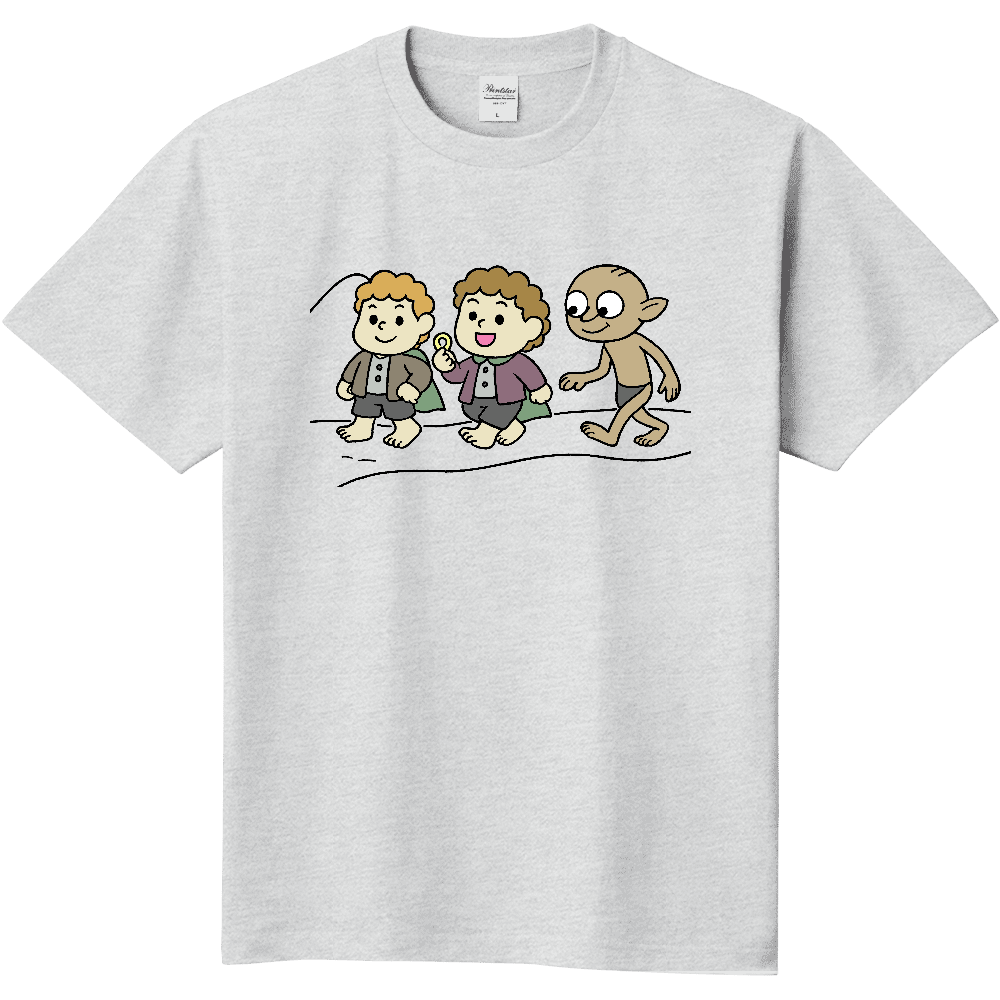 猿と歩く旅人のＴシャツ