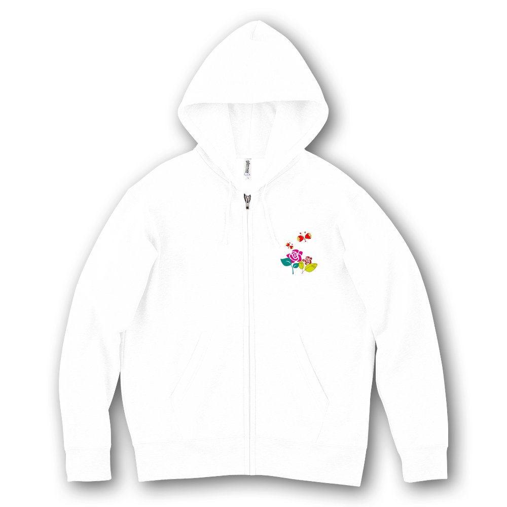 お花と蝶々　フリースパーカー