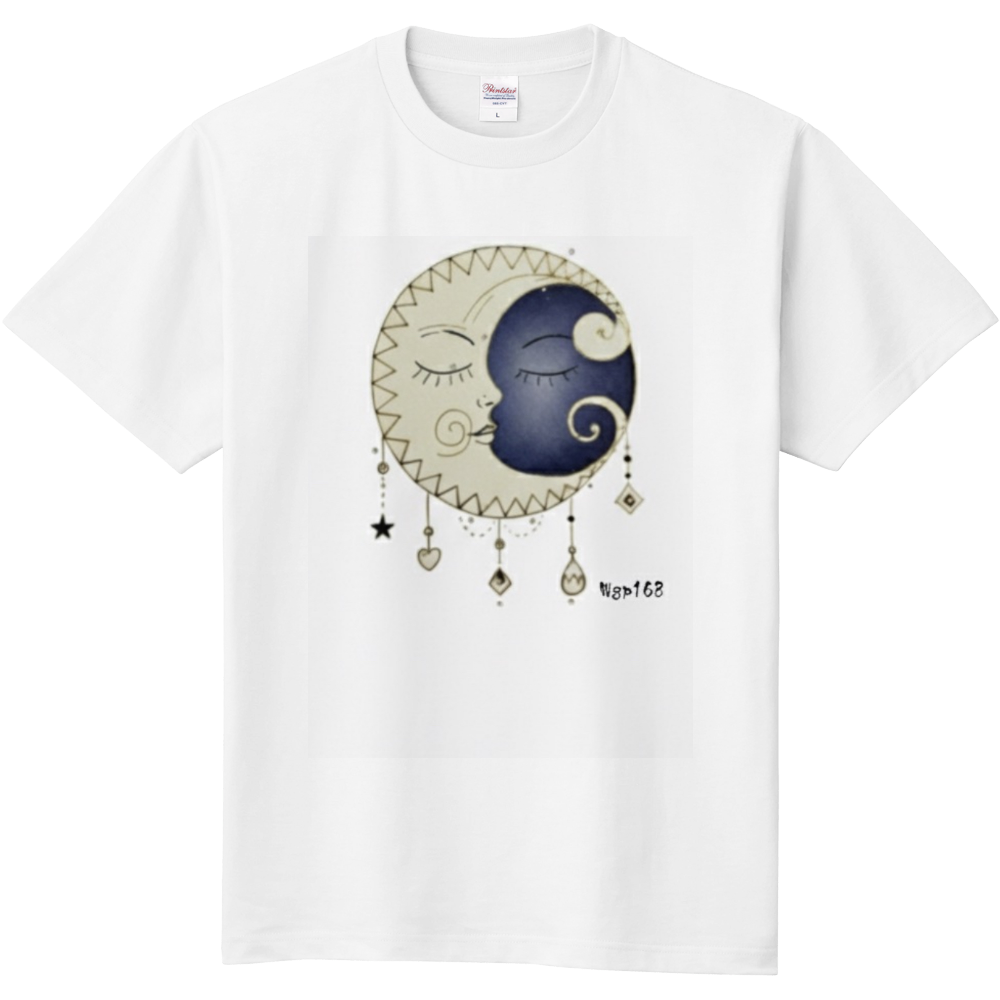 【大人のボヘミアンアート】 神の月とドリームキャッチャーTシャツ/シックでシンプルな完全オリジナル デザイン　#73