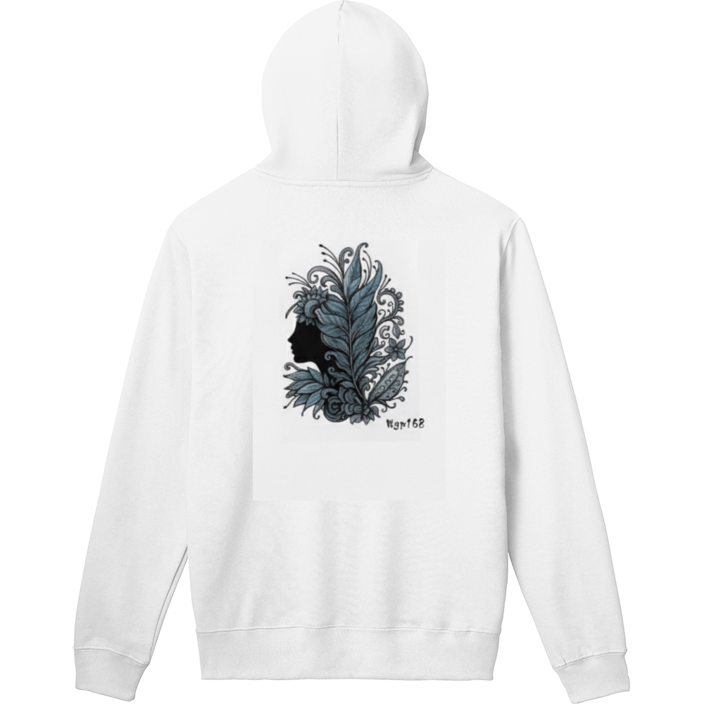 フェ ザーと女性のシルエットパーカー/大人エスニックデザイン　#67