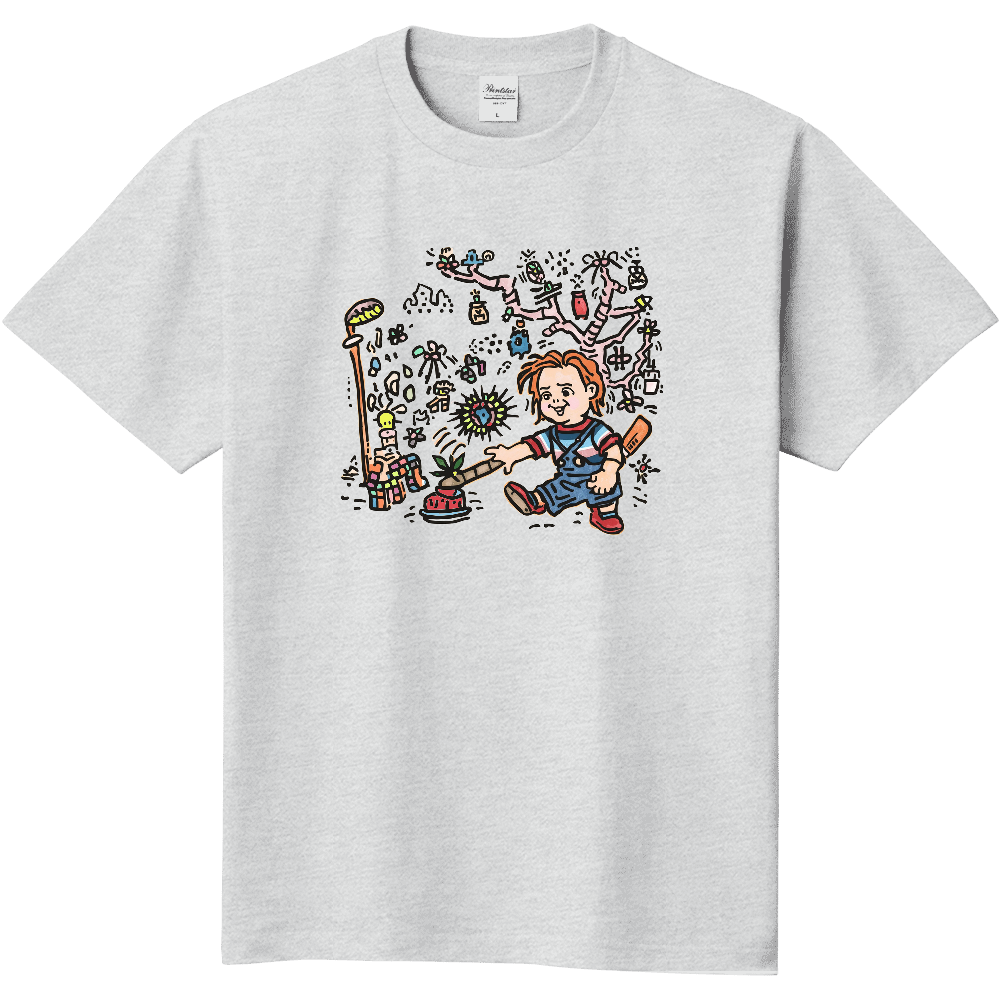 庭で遊ぶ子供のTシャツ