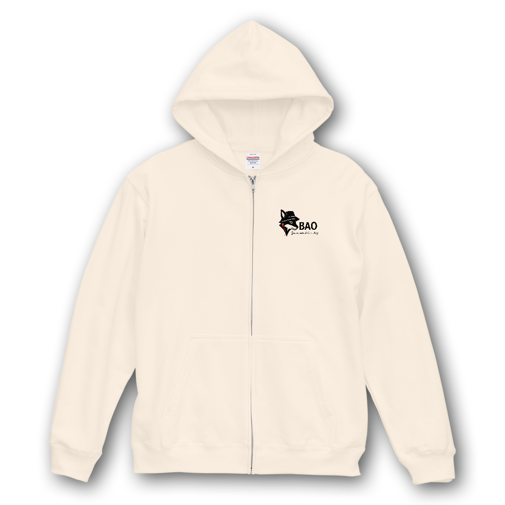 BAO　キツネロゴ②　ジップアップパーカー