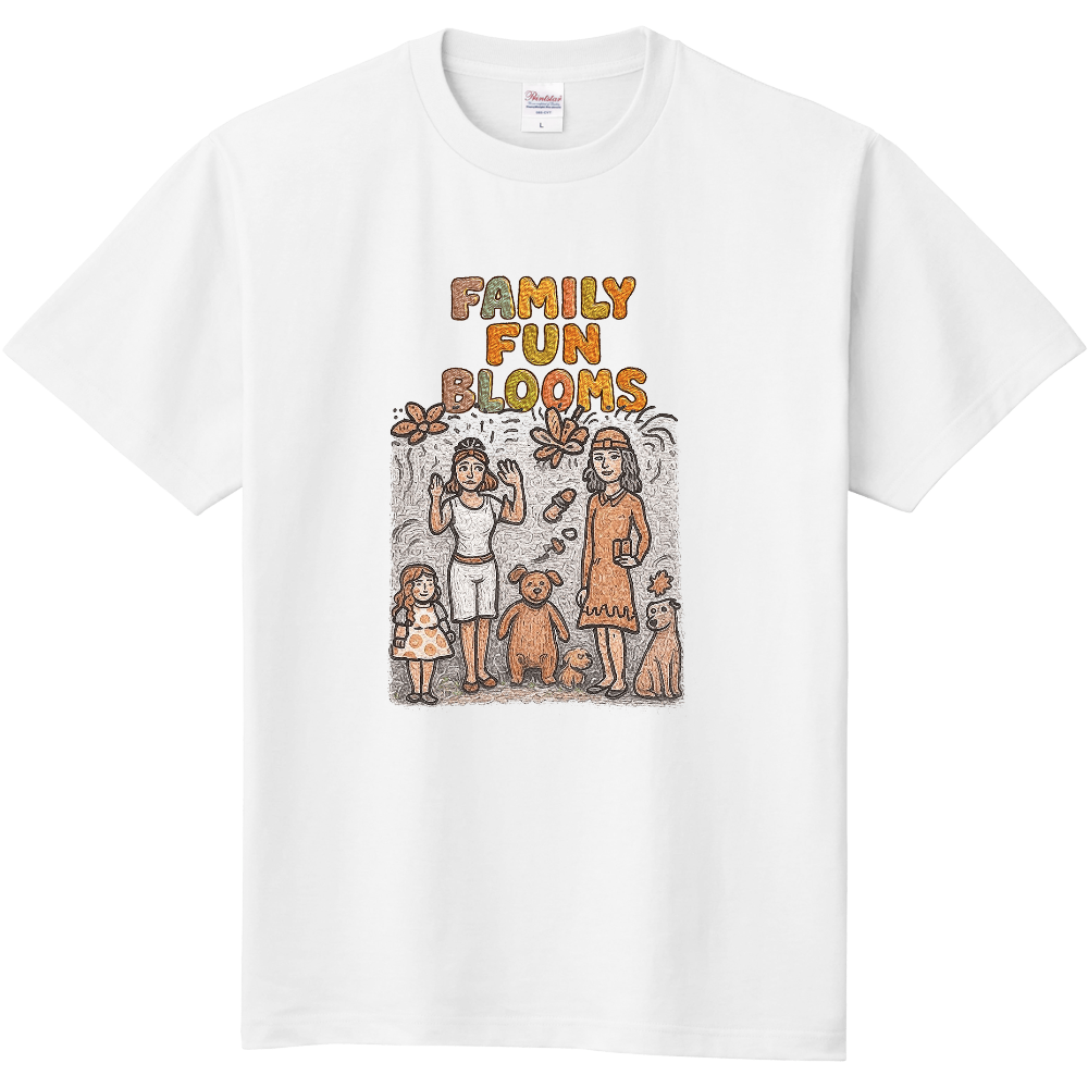 油絵で描いた家族のＴシャツ