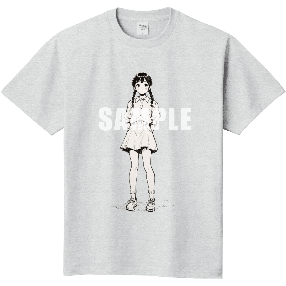 三つ編みの少女のTシャツ