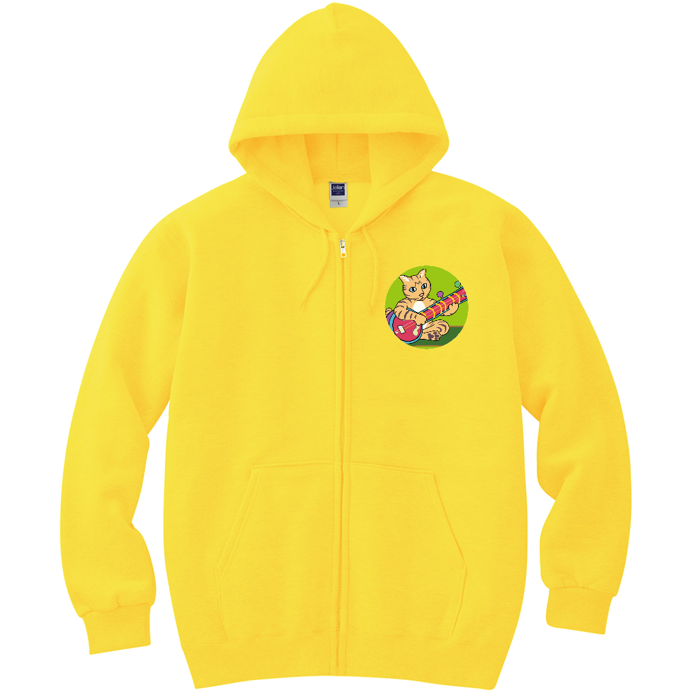シタール猫の軽量ジップアップパーカー