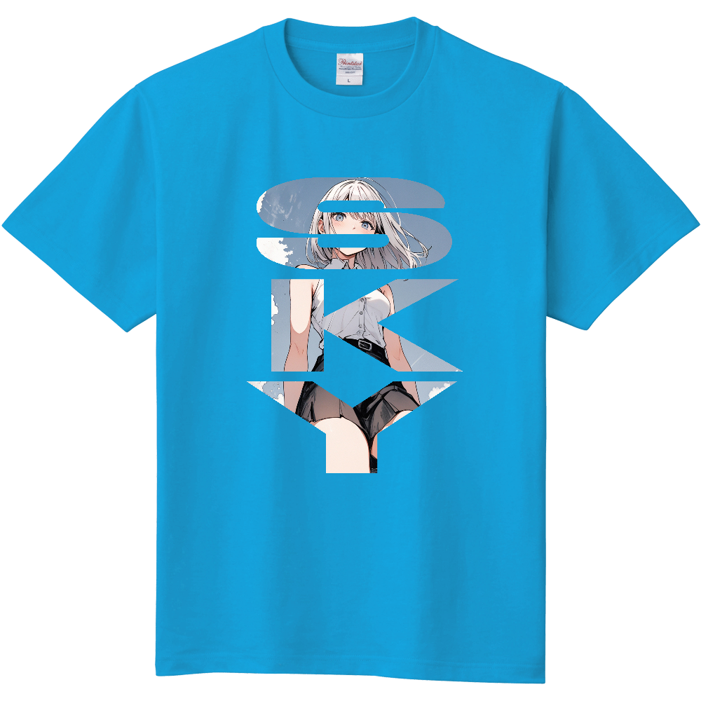 青空と女性のTシャツ
