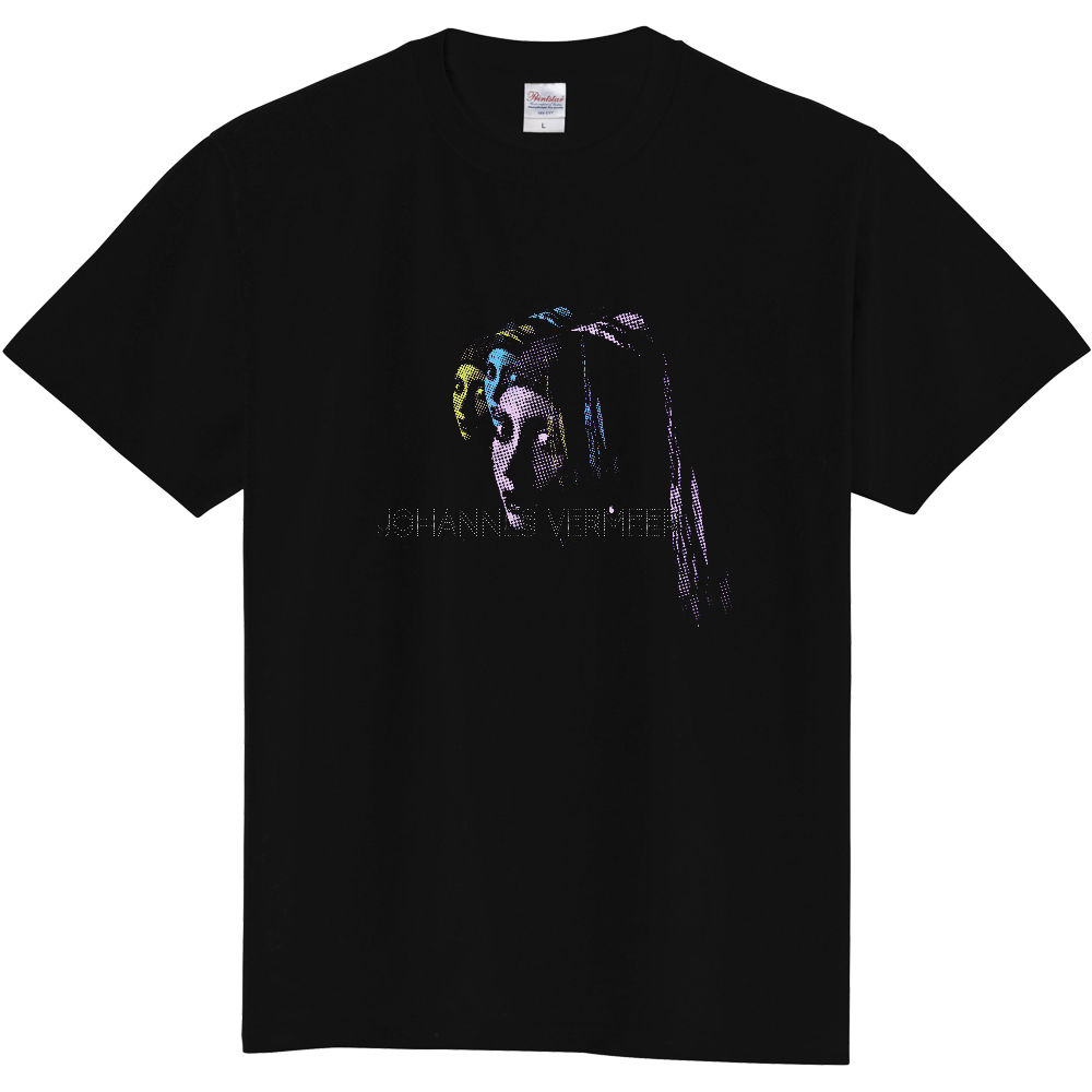 真珠の耳飾りの少女／アートTシャツ（ブラック）