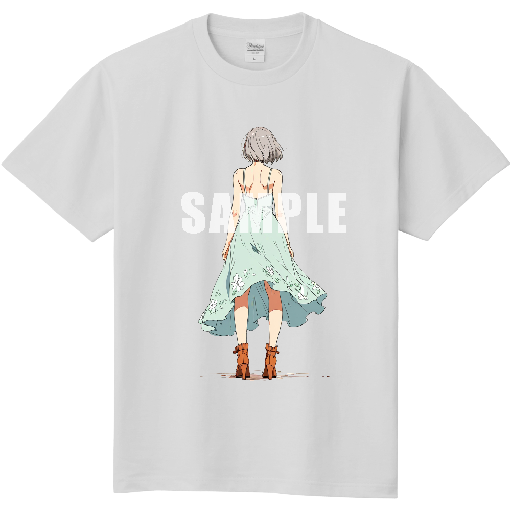 後ろ向きの女性のＴシャツ