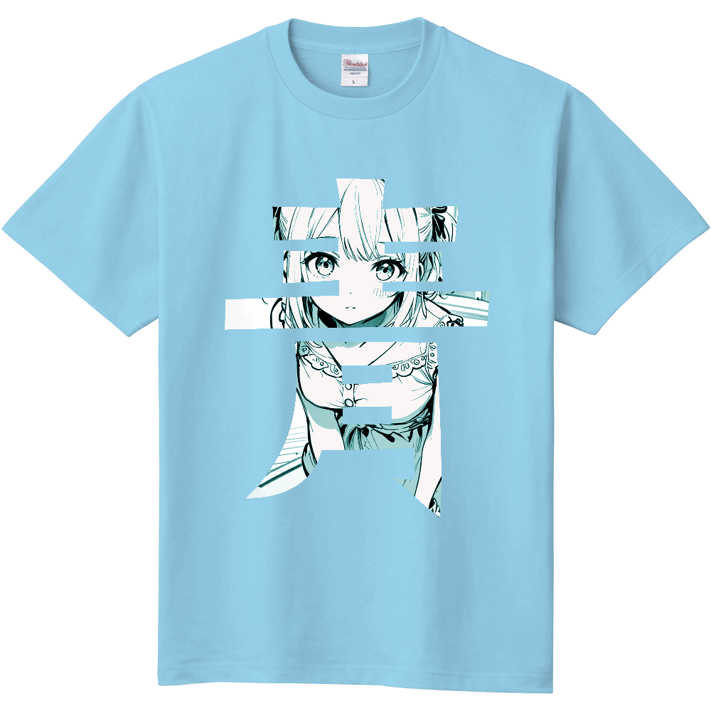 青い少女のTシャツ
