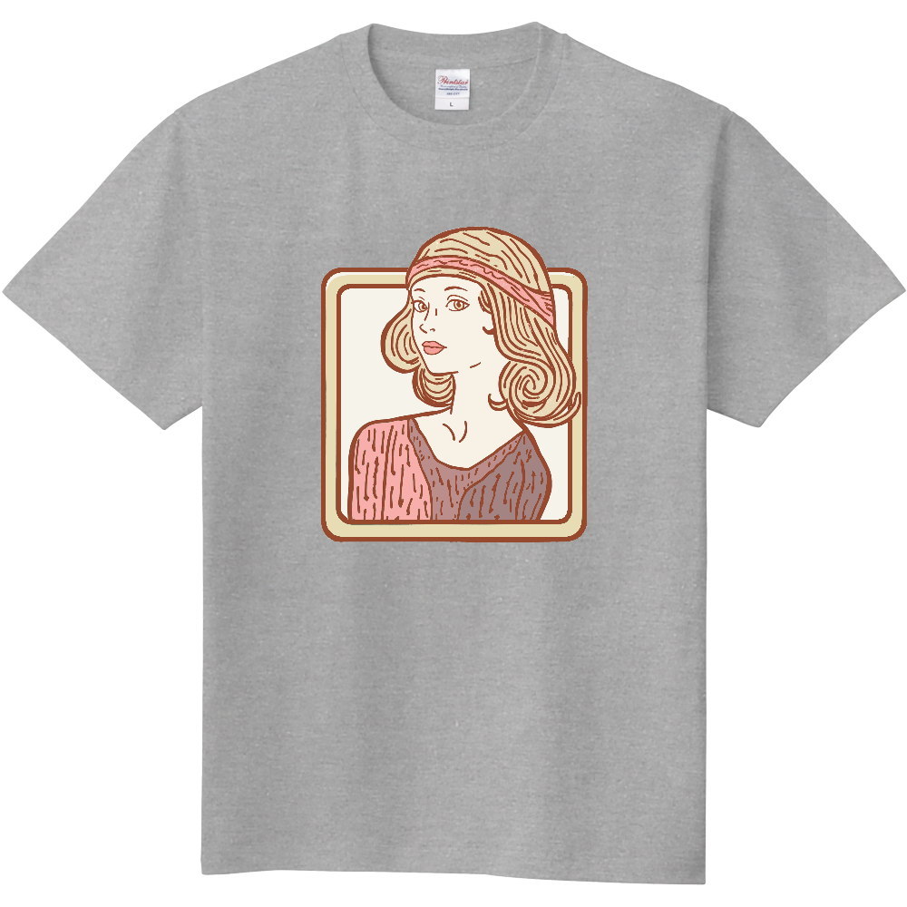 バンダナを巻いた女性のTシャツ