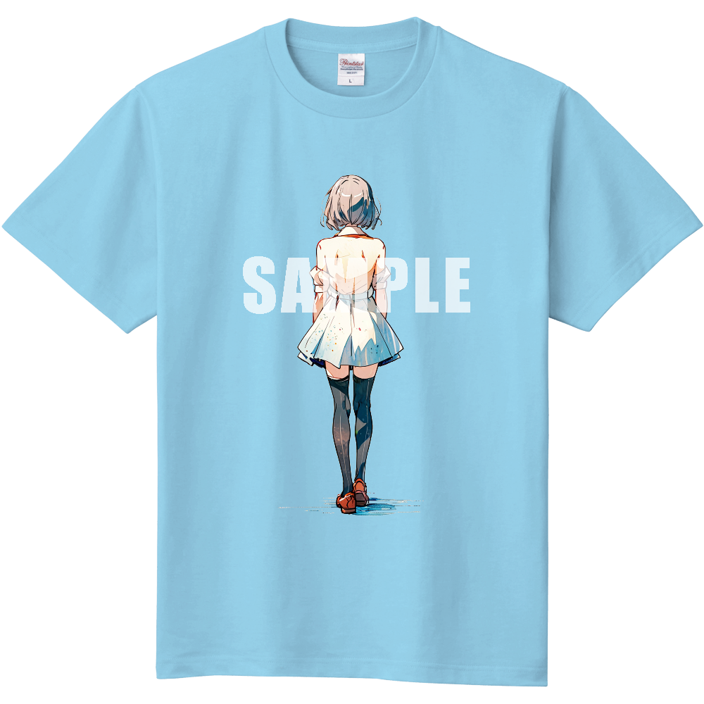 後ろ向きの女性のＴシャツ