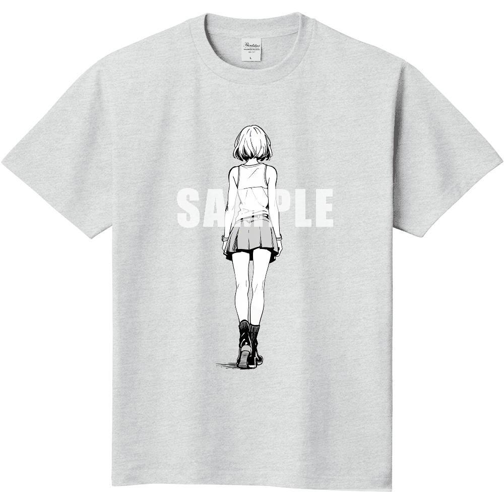 後ろ向きの女性のTシャツ
