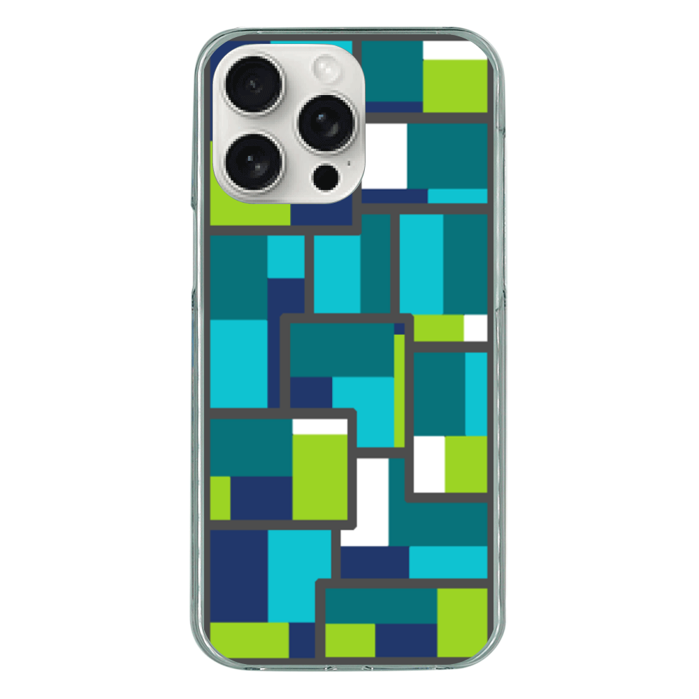 クールな色合いの幾何学模様のiPhoneケース(iPhone 15 Pro Max)