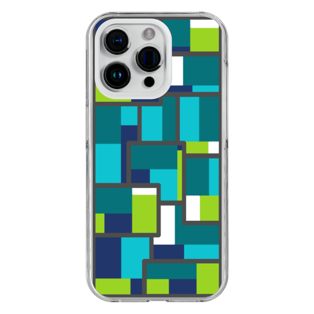 クールな色合いの幾何学模様のiPhoneケース(iPhone15 Pro)