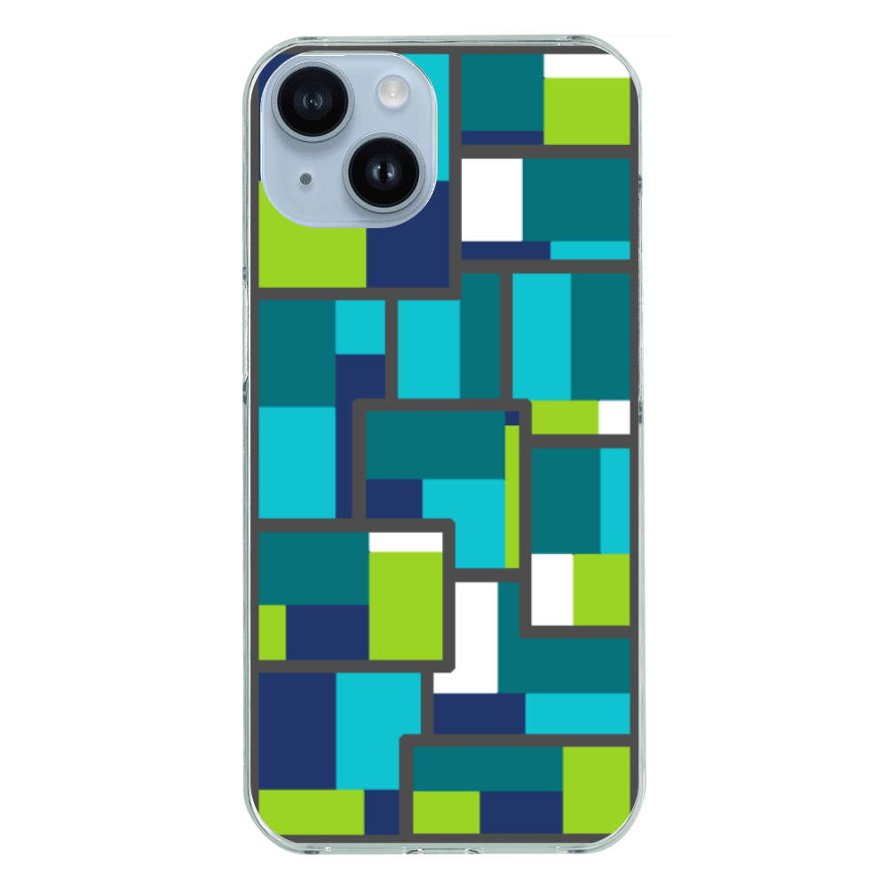 クールな色合いの幾何学模様のiPhoneケース(iPhone 14)